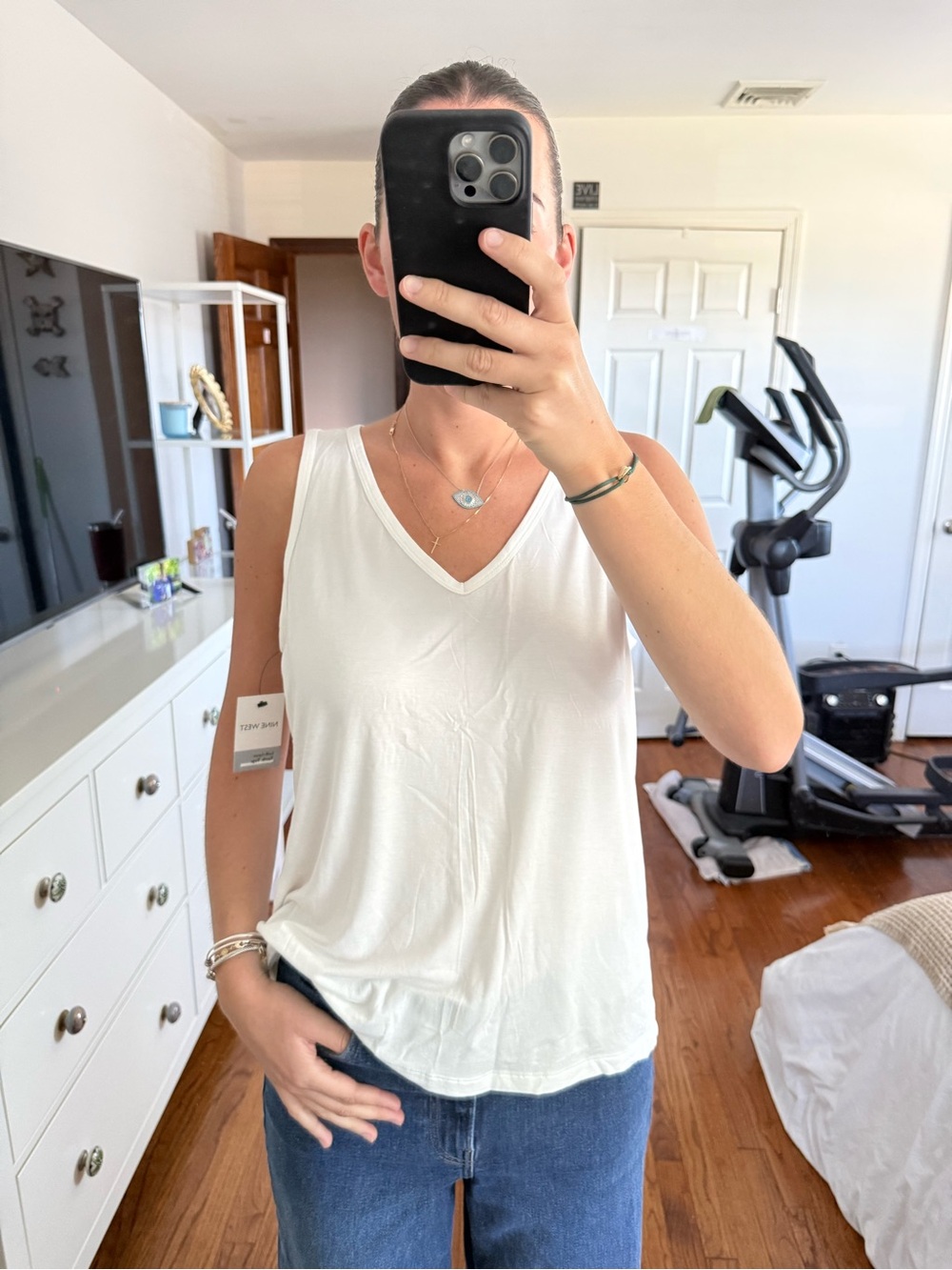 White V-Neck Tank Top